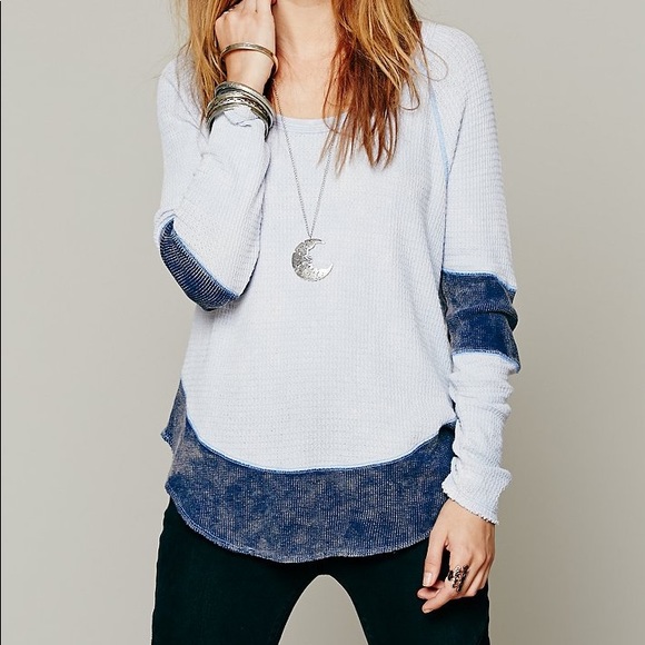 Free People Tops - Free People Diamond Dozen Waffle Knit in blue